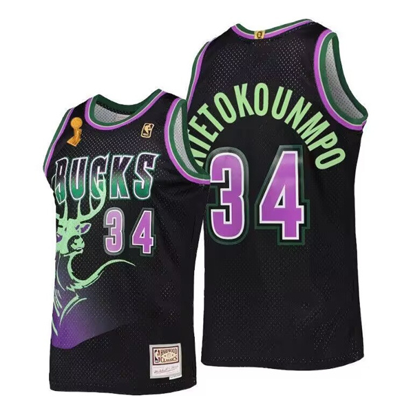 Men's Milwaukee Bucks #34 Ray Allen Black Finals Champions Stitched Jersey Men's Milwaukee Bucks #34 Ray Allen Black Finals Champions Stitched Jersey